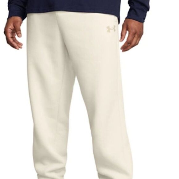 Under Armour Fleece Pro Taper Jogger Sweatpants Mens Size 4XL Cream NEW Zippers - Picture 1 of 11